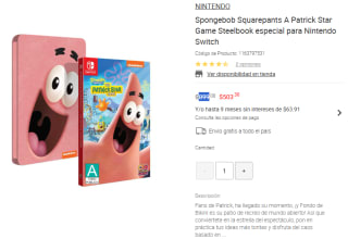 Spongebob Squarepants A Patrick Star Game Steelbook Especial por $503 | Liverpool