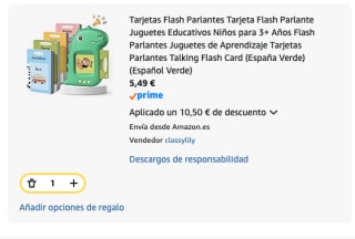 Tarjetas Flash Parlantes juego de niños aprender ingles por 5.49€