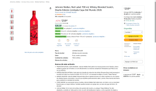 Johnnie Walker Red Label 700ml por $259 | Oferta Amazon