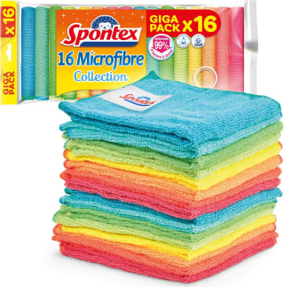 16 paños Spontex de microfibra 30 x 30 cm varios colores por 5.13€