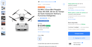 DJI Mini 3 Drone 4K HDR por $3,824 | Oferta Mercado Libre