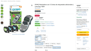 Rotuladora DYMO LetraTag 100H con 3 Cintas por $700 | Oferta Amazon