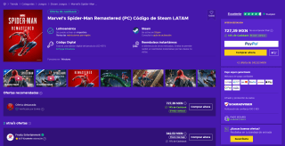 Marvel's Spider-Man Remastered y 2 por $868 en Eneba