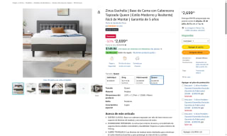 Base de Cama Queen con Cabecera Tapizada por $2,699 | Oferta Amazon