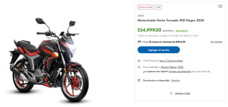Motocicleta Vento Tornado 300cc por $32,502 | Sam's Club (18 MSI)