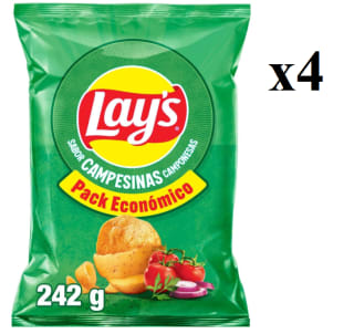 4 x LAY'S Campesinas Patatas fritas lisas de bolsa 242 g. por 6.02€