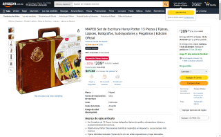 Set de Escritura Harry Potter 13 Piezas por $209 | Amazon