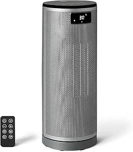 Amazon Basics Electric Heater, Portable Ceramic Fan Heater, 70° Oscillation, 1800W, 1