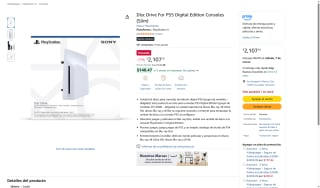 Lector de Discos PS5 Digital Edition Slim por $2,107 | Amazon