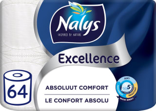 Nalys Excellence toiletpapier (64 rollen) voor €60,69 — 1+1 gratis bij Bol