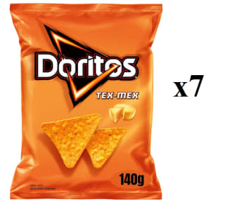 7 Bolsas de Nachos sabor queso tex-mex Doritos de 140 g por 6.51€