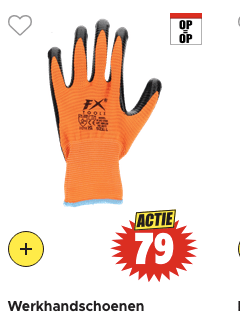 FX tools werkhandschoenen voor €0,79 bij Dirk