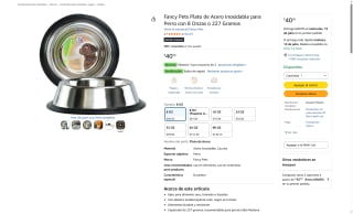 Plato Acero Inoxidable para Perro 8 oz por $27 | Amazon