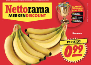 1 KG bananen voor €0,99 bij de Nettorama