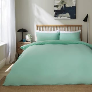 Super Soft Plain Single Duvet Cover & Pillowcase Set Natural or Green (free C&C only