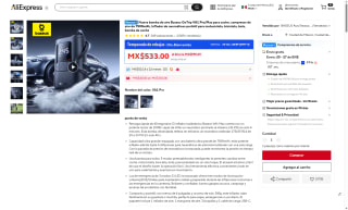 Inflador Portátil Baseus 7500mAh por $447 | AliExpress