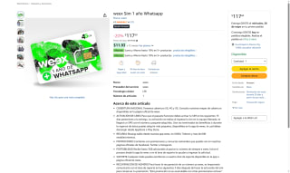 SIM Weex 1 año WhatsApp por $118 | Oferta Amazon