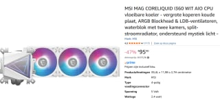 MSI MAG CoreLiquid I360 White waterkoeler voor €95 bij Amazon