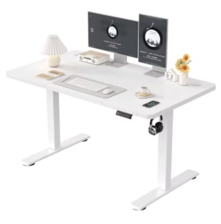 Devoko Escritorio regulable en altura con enchufe USB 120x60 cm blanco por 79,96€