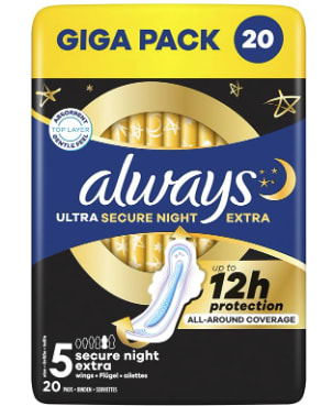 Always Ultra Maandverband Secure Night Extra (20stuks) voor €4,82