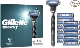 Gillette UEFA Champions League Special Edition Mach3 Razor for Men, 1 Handle + 12 Bla