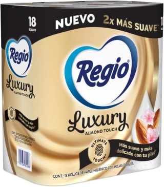Regio Luxury Almond Touch Papel Higiénico 18 rollos por $96 en Amazon