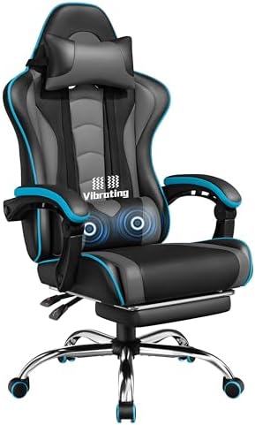 Silla Gaming con Masajeador Silla Oficina con Reposapiés Gris por 83.32€