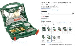 Bosch 70-delige X-Line Titanium boren- en schroefbitset voor €18,29 bij Amazon