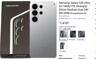 Samsung - Galaxy S26 Ultra 5G - 1TB - Silver Shadow voor €1410 bij Amazon