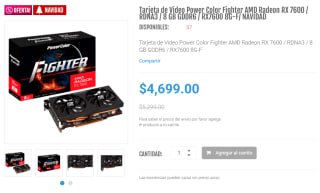 Tarjeta Power Color Fighter AMD RX 7600 RDNA3 8GB por $4,699 | DDTech