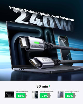 INIU 240W USB-C kabel (2-pack, 2 m) voor €6,09 bij Amazon