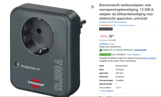 Brennenstuhl stekkeradapter, met overspanningsbeveiliging voor €7,12 bij Amazon