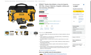 Kit DEWALT 20V Máx DCK240C2 por $2,549 | Amazon (NU)