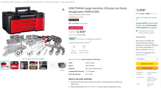 CRAFTSMAN CMMT45306 juego mecánico 230 piezas por $2,409 en Amazon