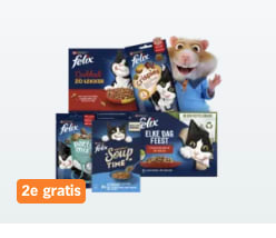 Alle Felix maaltijdzakjes, droogvoer en snacks 1+1 gratis bij Albert Heijn