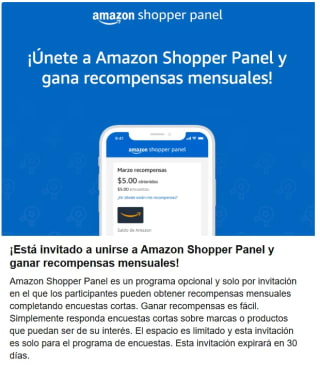 Recompensas Mensuales uniéndote a Amazon Shopper Panel