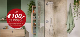 Tot €100 cashback op GROHE douchesysteem, inbouwdouches, renovaiesets en thermostaten