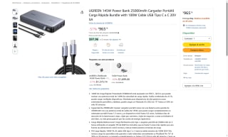 UGREEN 145W Power Bank 25000mAh por $965 | Amazon