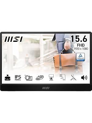 MSI Pro MP161 E2U Monitor portátil Full HD 15,6", Panel IPS 1920x1080, 60 Hz por 89€