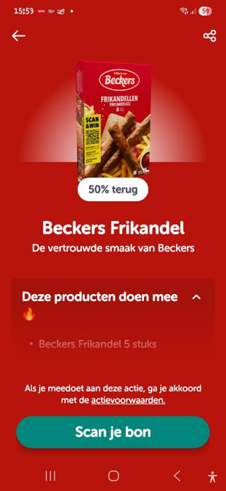 Beckers Hamburgers of frikandel gratis na cashback via Tikkie en de Jumbo