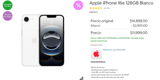 iPhone 16e 128GB por $10,799 | Costco (Banamex y Membresía Ejecutiva)