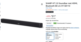 Sharp HT-SB110 - Luidspreker voor €41,84 dmv code bij Amazon