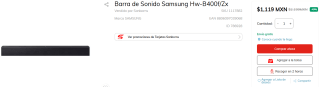 Barra de Sonido Samsung HW-B400F por $1,119 | Ahorro Sanborns