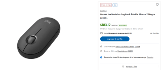 Mouse Logitech Pebble M350s por $183 | Sam's Club