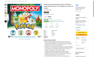 Juego de Mesa Monopoly Pokémon por $399 | Oferta Amazon