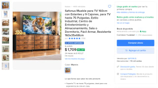 Safonus Mueble para TV 160 cm con estantes y 9 cajones por $1,709 en Mercado Libre