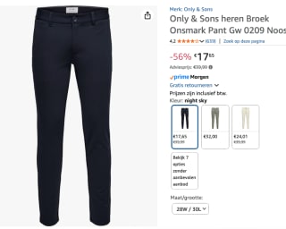 ONLY & SONS Chinobroek voor €17,65 bij Amazon