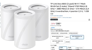 TP-Link Deco BE65, BE9300 Home Mesh WiFi 7 System voor €280,15 bij Amazon