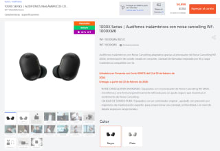 Audífonos Sony WF-1000XM6 1000X Series por $4,499