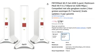 FRITZ!Mesh WiFi Set 4200 - Mesh WiFi 6 - 3 Pack voor €279 bij Amazon